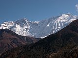 Annapurna 12 09 Annapurna II and Annapurna IV From Braga From Braga, the north face of Annapurna II (7937m) leads across a long ridge to Annapurna IV (7525m). Annapurna IV was first climbed on May 30, 1955 via the North Face and Northwest Ridge by Heinz Steinmetz, Harald Biller, and J�rgen Wellenkamp.